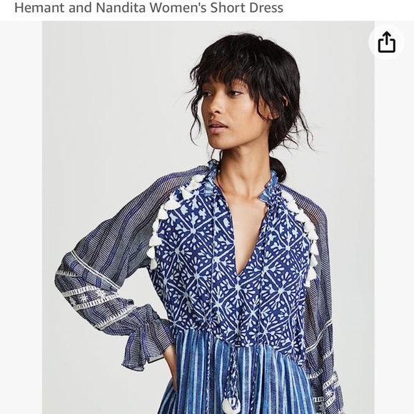 HEMANT & NANDITA Dresses & Skirts - Hemant and Nandita blue tassel dress